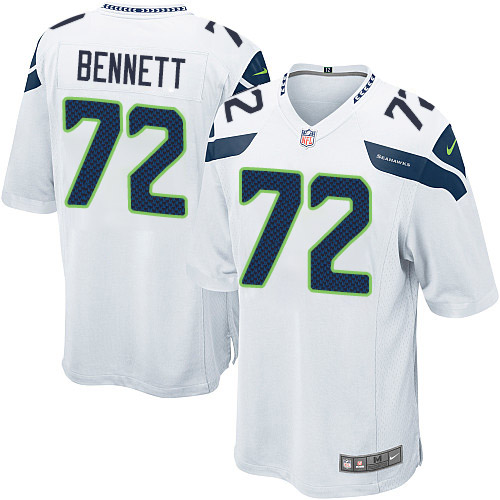 Men's Game Michael Bennett Nike Jersey White Road - #72 NFL Seattle Seahawks